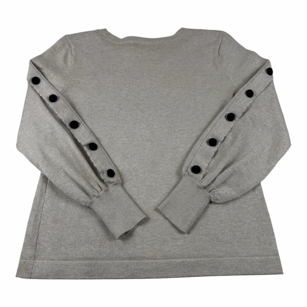 Karl Lagerfeld Metallic Balloon Sleeve Sweater Medium | Shimmer Knit A28 - Picture 3 of 6
